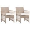 vidaXL Fauteuils de jardin avec coussins 2 pcs Beige R&eacute;sine tress&eacute;e