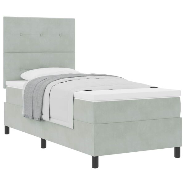 vidaXL Lit &agrave; ressorts avec matelas Gris clair 90 x 190 cm tissu