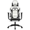 vidaXL Chaise de jeu de massage avec repose-pied Blanc noir Similicuir