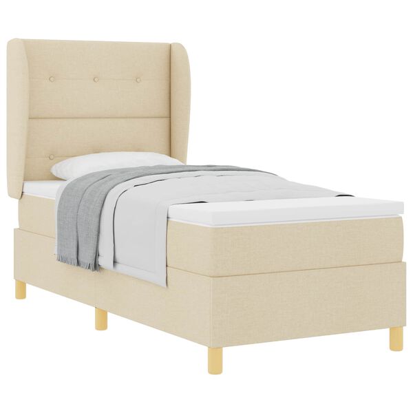 vidaXL Lit &agrave; ressorts avec matelas Cr&egrave;me 200 x 100 cm tissu
