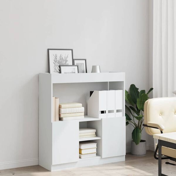 vidaXL Buffet haut blanc 92x33x100 cm bois d'ing&eacute;nierie