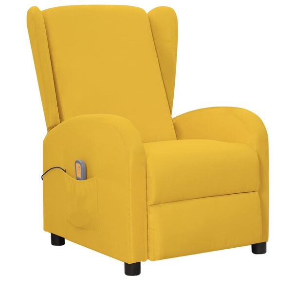 vidaXL Fauteuil de massage Jaune Tissu