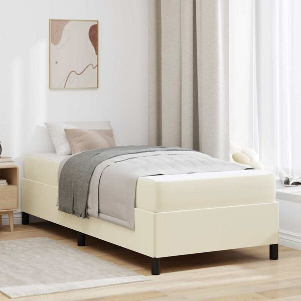 vidaXL Cadre de lit avec matelas Cr&egrave;me 100 x 200 cm Faux cuir