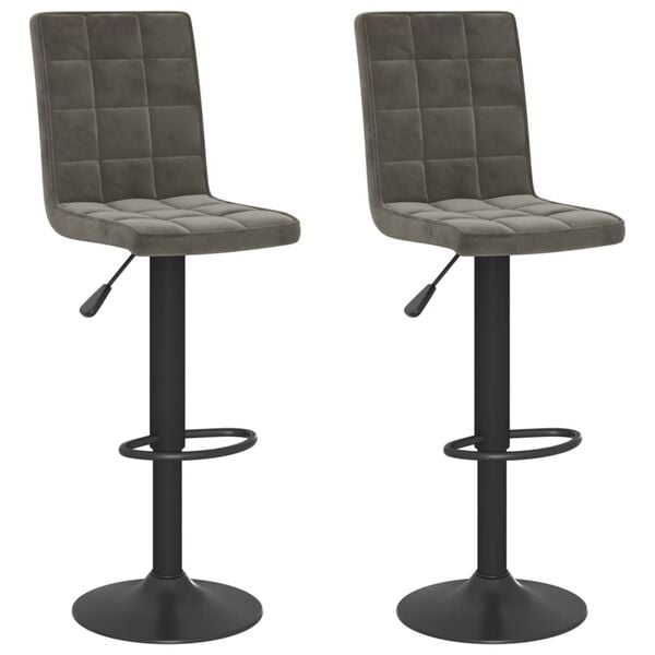 vidaXL Tabourets de bar lot de 2 gris fonc&eacute; velours