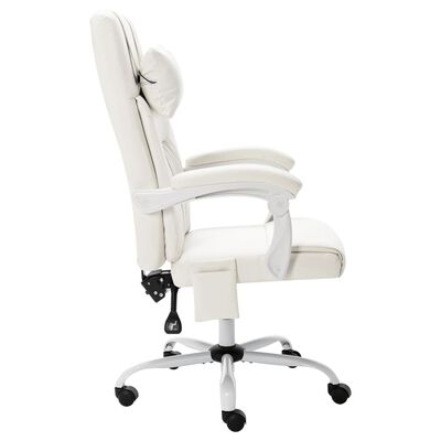 vidaXL Chaise de bureau de massage Blanc Similicuir