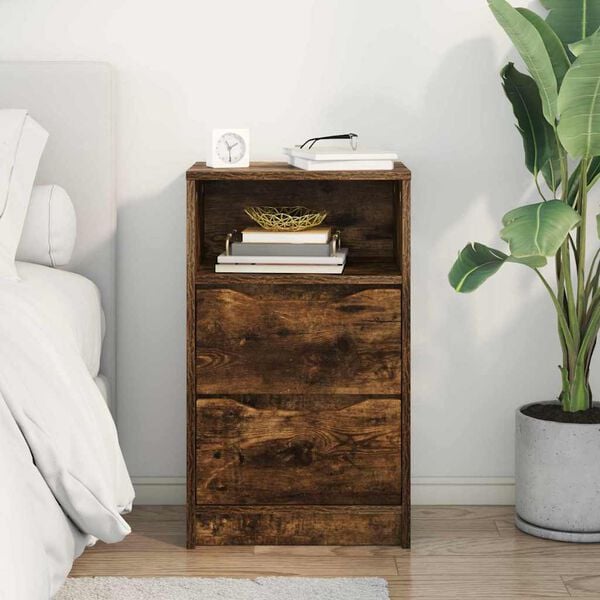 vidaXL Table de chevet Ch&ecirc;ne fum&eacute; 40 x 30 x 467 cm Bois d'ing&eacute;nierie