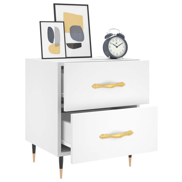 vidaXL Tables de chevet 2 pcs blanc 40x35x47,5 cm bois d&rsquo;ing&eacute;nierie