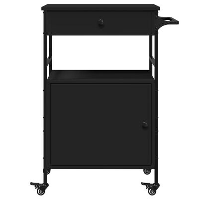 vidaXL Chariot de cuisine noir 56x43x89,5 cm bois d'ingénierie