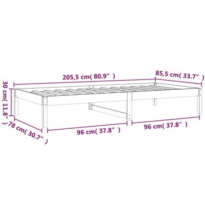 vidaXL Lit de jour 80x200 cm Bois de pin massif