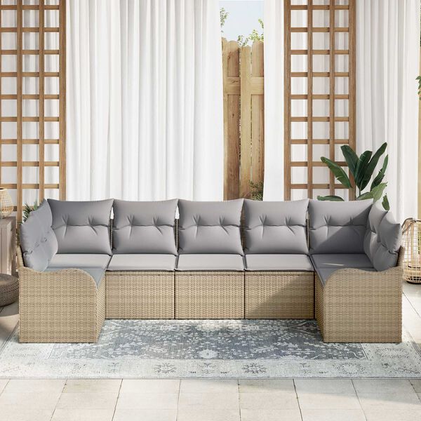 vidaXL Ensemble de canap&eacute; de jardin 7 pcs beige et gris clair