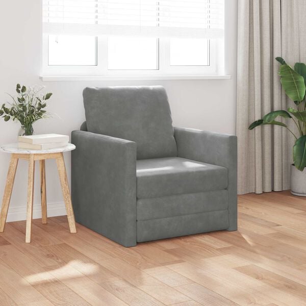 vidaXL Canap&eacute;-Lit 60cm Gris fonc&eacute; Velours