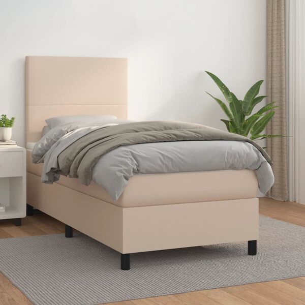 vidaXL Sommier &agrave; lattes de lit avec matelas Cappuccino 80x200 cm