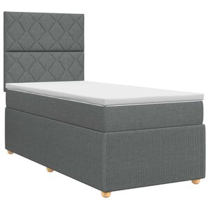 vidaXL Lit boxspring avec matelas Gris fonc&eacute; Simple Tissu