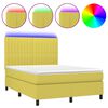 vidaXL Sommier &agrave; lattes de lit et matelas et LED Vert 140x190 cm Tissu