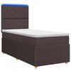 vidaXL Lit boxspring LED avec matelas Marron fonc&eacute; 100 x 200 cm Tissu