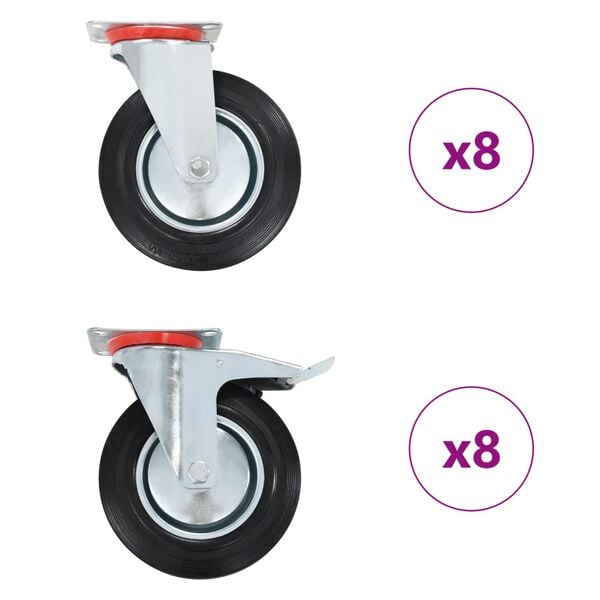 vidaXL 16 pcs Roulettes pivotantes 200 mm