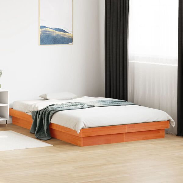 vidaXL Cadre de lit &agrave; LED sans matelas 120x200 cm bois massif