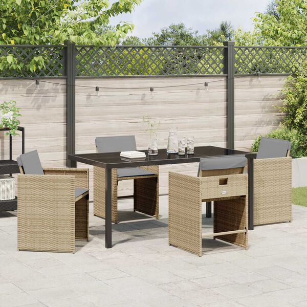 vidaXL Ensemble de salle à manger pour jardin 5 pcs Beige polyrotin
