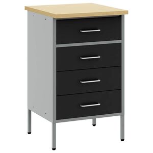 vidaXL &Eacute;tabli Noir et gris 50 x 55 x 85 cm Bois d'ing&eacute;nierie et acier