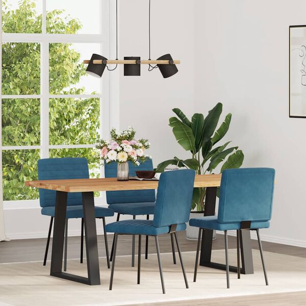 vidaXL Chaises &agrave; manger lot de 4 Bleu Velours