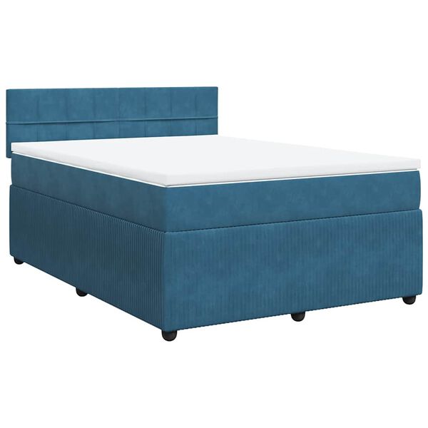 vidaXL Sommier &agrave; lattes de lit et matelas bleu 160x200 cm velours