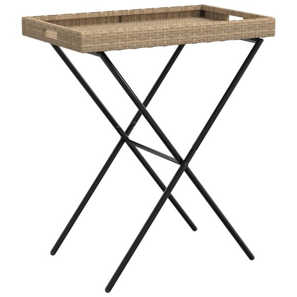 vidaXL Table &agrave; plateau pliable beige 65x40x75 cm r&eacute;sine tress&eacute;e