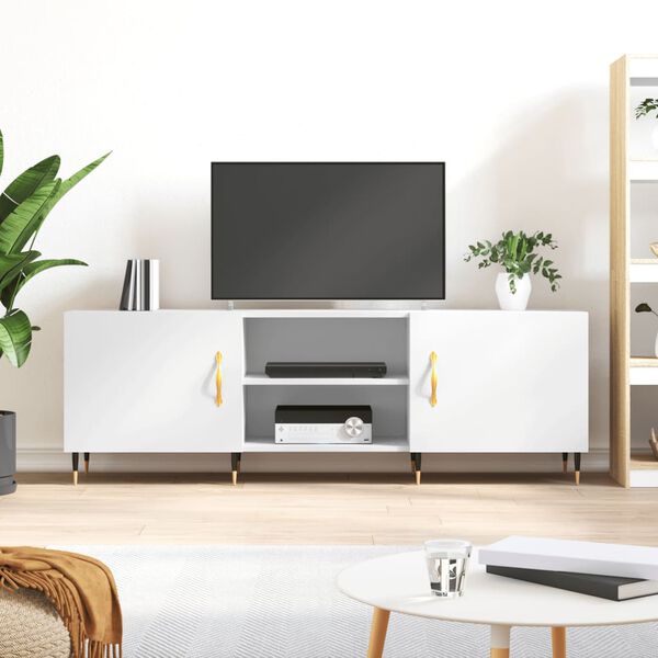 vidaXL Meuble TV blanc 150x30x50 cm bois d'ing&eacute;nierie