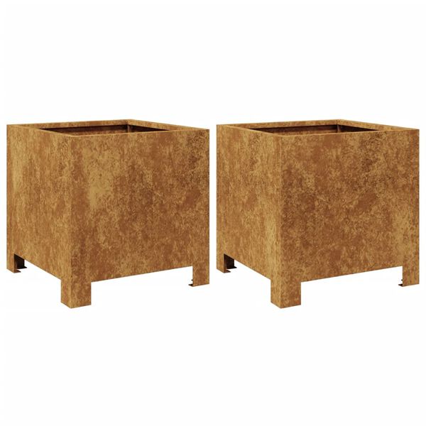 vidaXL Jardini&egrave;res 2 pcs 30x30x30 cm acier r&eacute;sistant aux intemp&eacute;ries