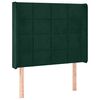 vidaXL T&ecirc;te de lit avec oreilles Vert fonc&eacute; 93x16x118/128 cm Velours