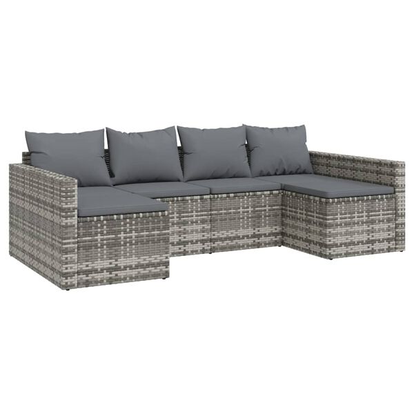vidaXL Salon de jardin 2 pcs avec coussins Gris R&eacute;sine tress&eacute;e