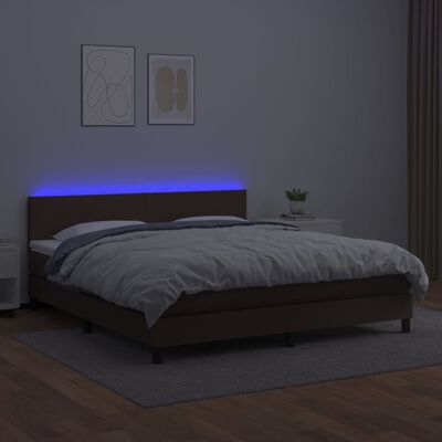 vidaXL Sommier à lattes de lit avec matelas et LED Marron 160x200 cm