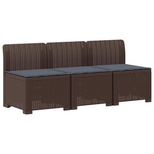 vidaXL Canap&eacute; de jardin 3 places avec coussins look rattan PP Marron