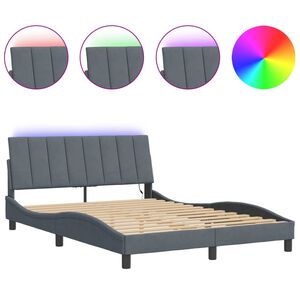 vidaXL Cadre de lit avec LED sans matelas Hanko gris fonc&eacute; 120x200cm velours