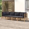 vidaXL Salon de jardin 4 pcs avec coussins gris fonc&eacute; bambou