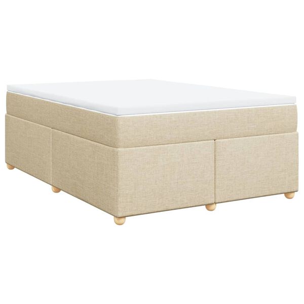 vidaXL Sommier à lattes de lit avec matelas Crème 140x200 cm Tissu