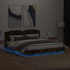 vidaXL Cadre de lit avec LED sans matelas ch&ecirc;ne fum&eacute; 180x200 cm