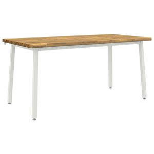 vidaXL Table &agrave; manger en bord vivant 160 x 70 x 75 cm Blanc