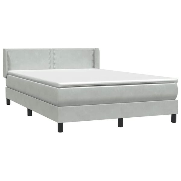 vidaXL Sommier &agrave; lattes de lit et matelas gris clair 160x210cm velours