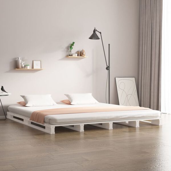 vidaXL Lit de palette sans matelas blanc 140x190 cm bois massif