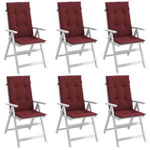 vidaXL Coussins de chaise dossier haut lot de 6 rouge bordeaux m&eacute;lang&eacute;