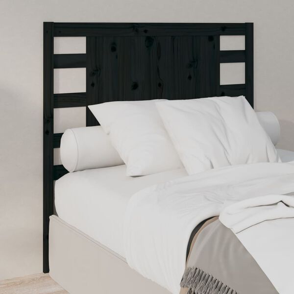 vidaXL T&ecirc;te de lit Noir 96x4x100 cm Bois massif de pin