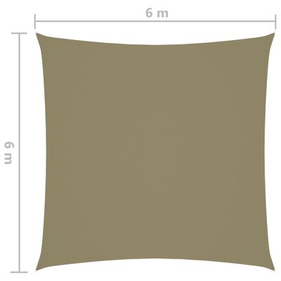 vidaXL Voile de parasol Tissu Oxford carré 6x6 m Beige