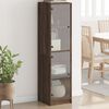 vidaXL Buffet avec portes en verre ch&ecirc;ne marron 35x37x142 cm