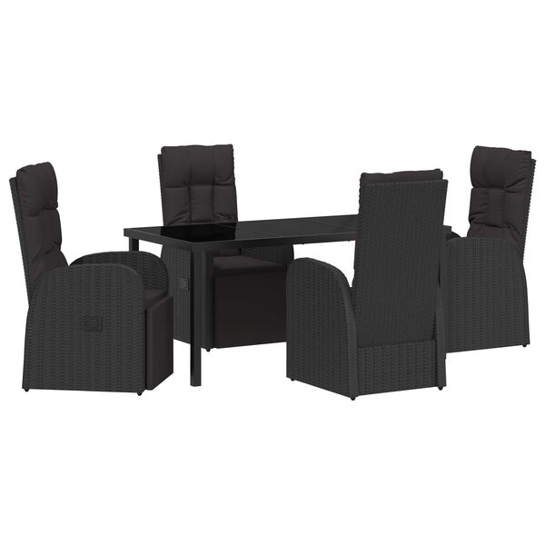 vidaXL Ensemble de salle &agrave; manger pour jardin 5 pcs Noir polyrotin