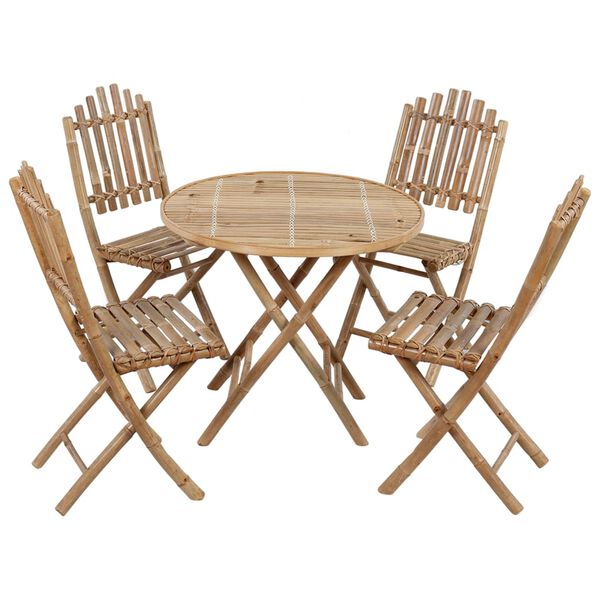 vidaXL Ensemble &agrave; manger d'ext&eacute;rieur pliable 5pcs avec coussins Bambou