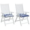 vidaXL Coussins de chaise lot de 2 rayures bleues blanches 50x50x7 cm