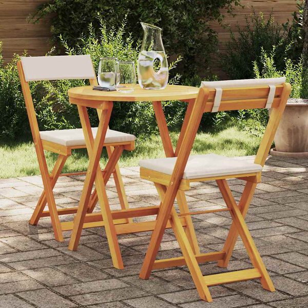 vidaXL Ensemble de salle &agrave; manger pour jardin 3 pcs Huile Naturelle