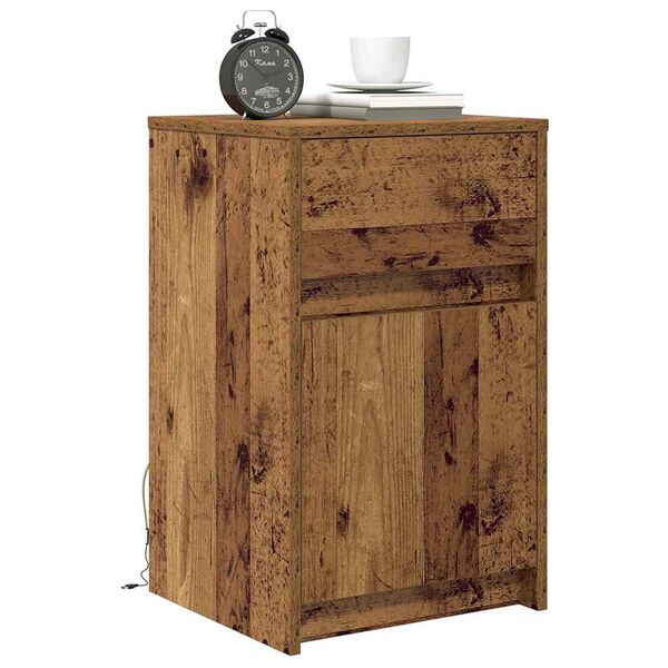 vidaXL Armoire de chevet LED 2 pcs Bois ancien 38 x 34 x 61 cm