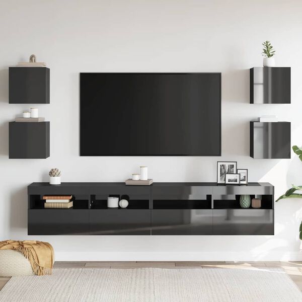 vidaXL Meubles TV muraux 4 pcs Gris brillant 30,5x30x30 cm