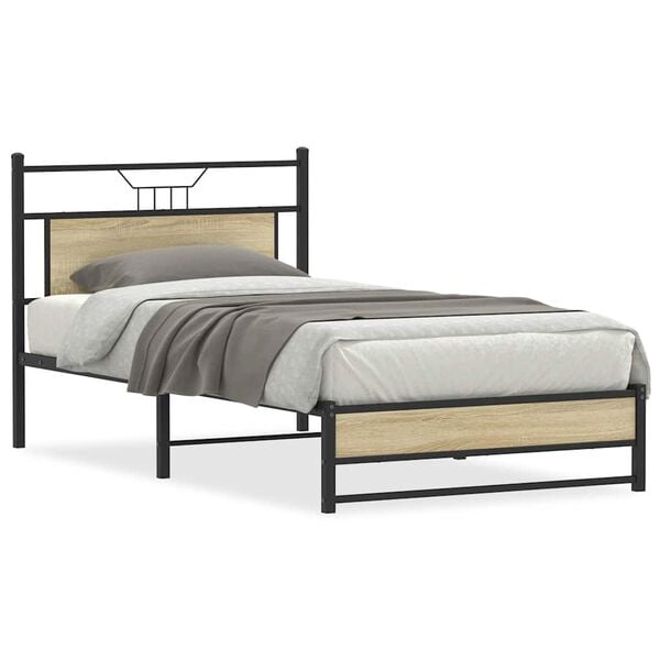 vidaXL Cadre de lit sans matelas ch&ecirc;ne sonoma 107x203 cm